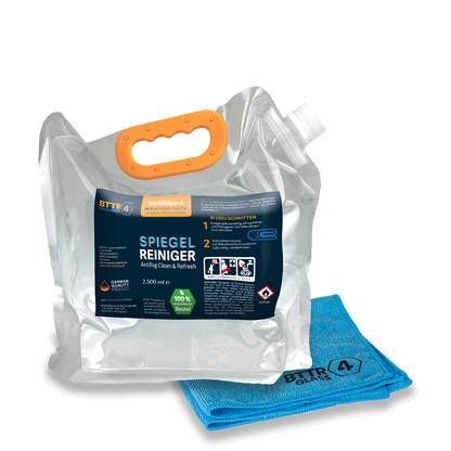 Premium Spiegel Reiniger Antifog Clean & Refresh inkl. Mikrofasertuch – NACHFÜLLPACK