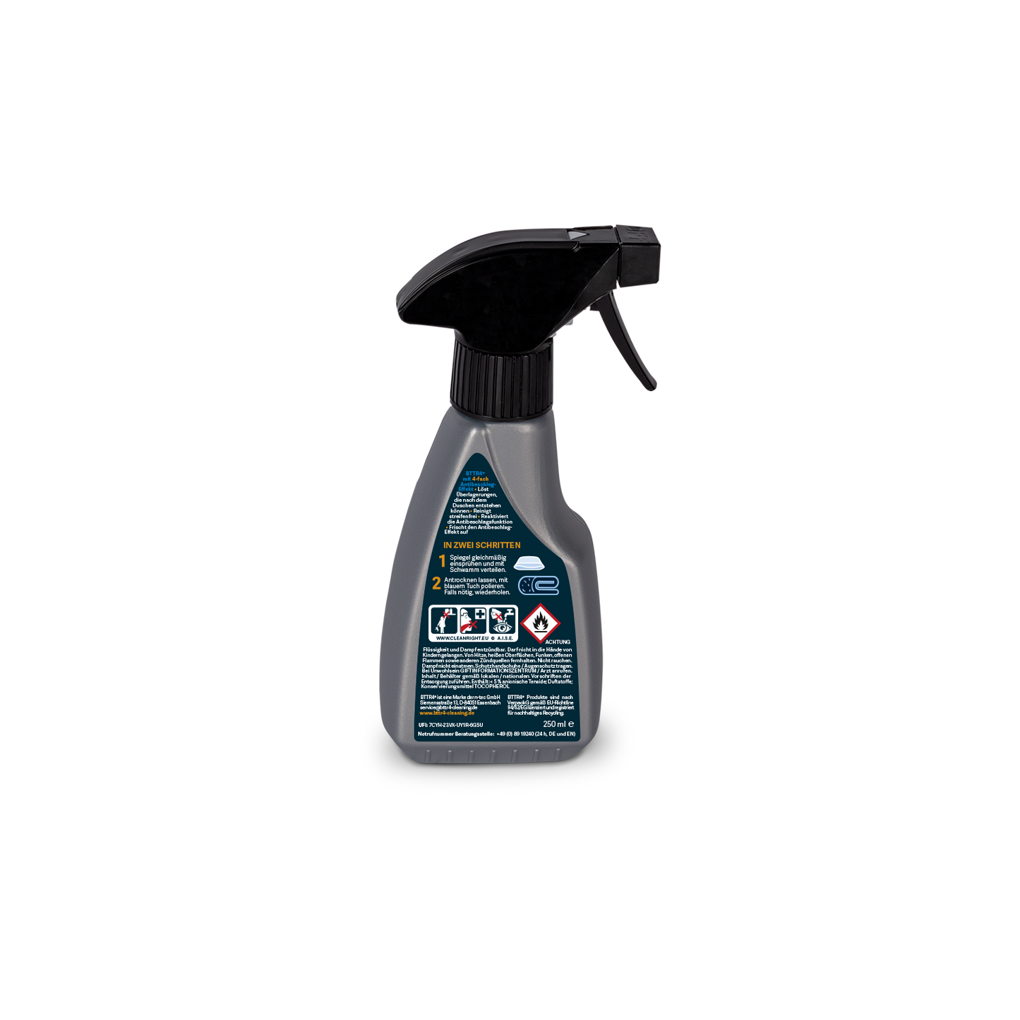 Premium Spiegel Reiniger Antifog Clean & Refresh mit Anti-Beschlag-Effekt inkl. Applikationsschwamm und Mikrofasertuch